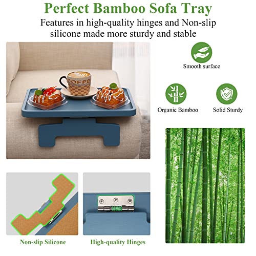 SINWANT Sofa Arm Clip Tisch, Sofa Arm Tray Tisch für Couch, Armlehne Tisch geeignet für Home Drinks/Essen/Obst, Sofa Tablett Tisch für Couch Tablett, Couchtisch & Beistelltische für kleine Räume, blau – Bild 5
