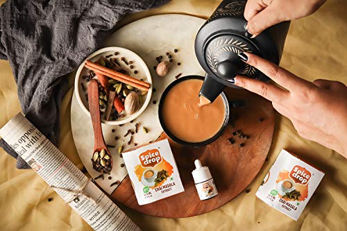 Image of Spice Drop Chai Masala Extract - Tea, Coffee, Latte - Premium Quality & Rich Aroma, Authentic Indian Spices Blend Extract With No Added Color or Preservative, Unsweetened, Non GMO, Vegan, Gluten Free - 0.17 Oz - Upto 180 Cups (Pack Of 1)