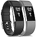 Tobfit - Correa de repuesto para Fitbit Charge 2 - Correa de repuesto ajustable para Fitbit Charge 2 - Para mujer y hombre, 04 Negro+Gris, S
