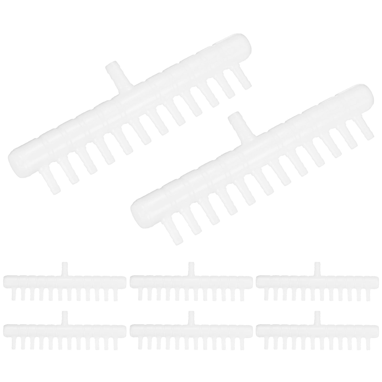 M METERXITY 8-Pack Rake-Shaped Hose Joint Air Discharge Diverter, 12-Way Outlet Barb Hose Fitting Connector for Agricultural Irrigation, Pressure Resistance [Transparent]