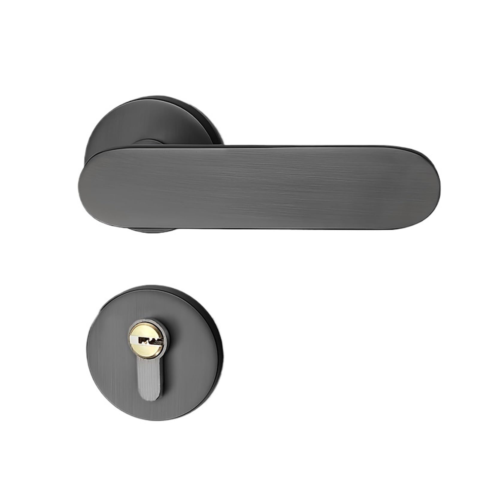 NYRXRYTCA Black Brushed Nickel Indoor Door Lock Bedroom Silent Magnetic Door Lock Wooden Door Handle zinc Alloy Household Lock(Type B 58 silent)