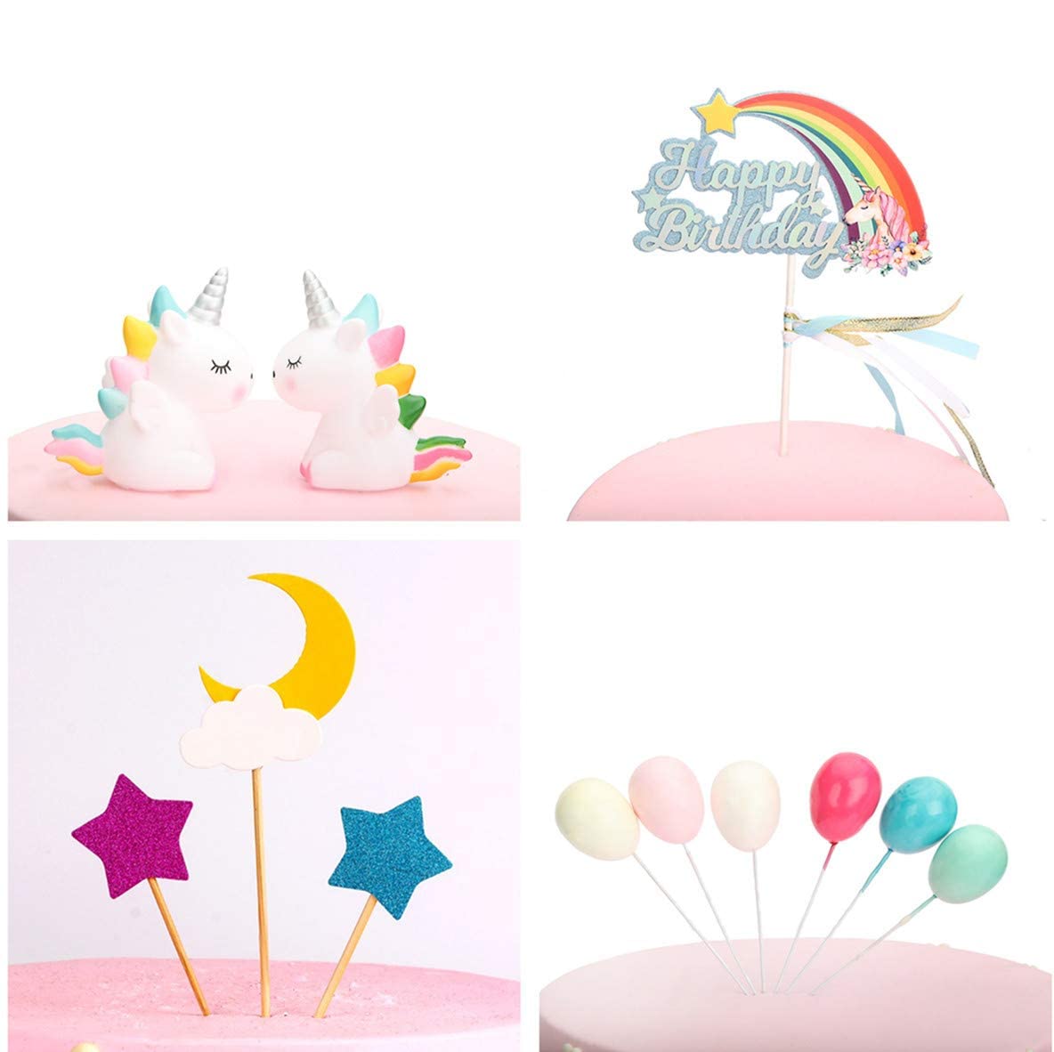 Amazon.co.jp: Kingsie ケーキトッパー ユニコーン 豪華 ケーキ