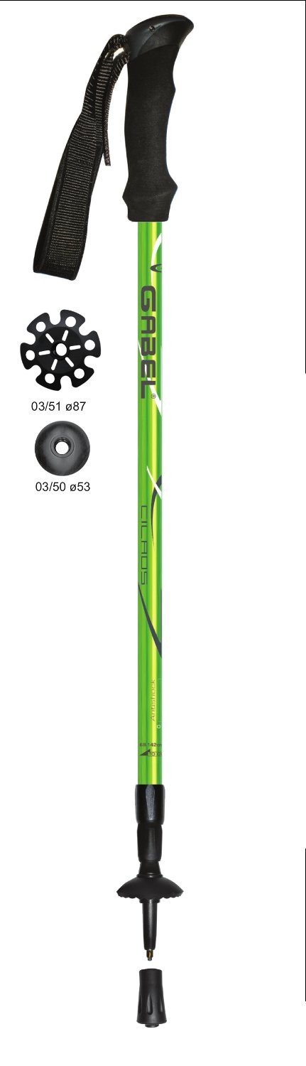 Gabel Cilaos Lite Lime Bastoncini da Trekking, Unisex – Adulto, Lime, 64-144 cm