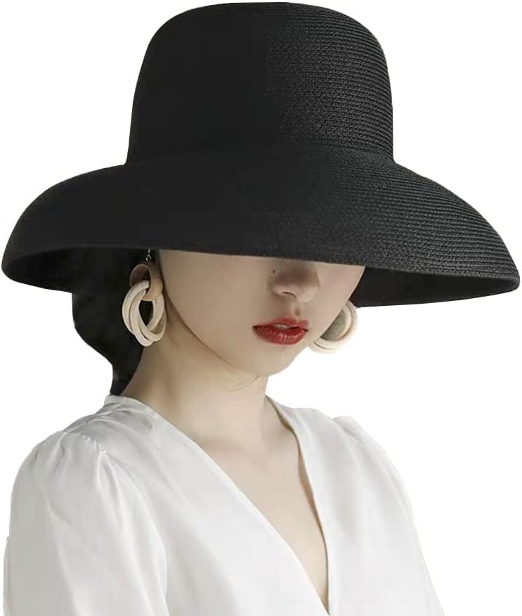 Floppy Wide Brim Summer Beach Straw Hat UPF Straw Sun Hat for Women Girl