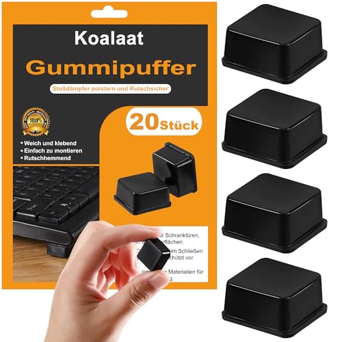 Gummipuffer Gummifüße Selbstklebend 20 Stück Schwarz, Silikon Anti Vibration Pads, Rubber Feet für Lautsprecher Elektrogeräte 19,8 * 9,7mm