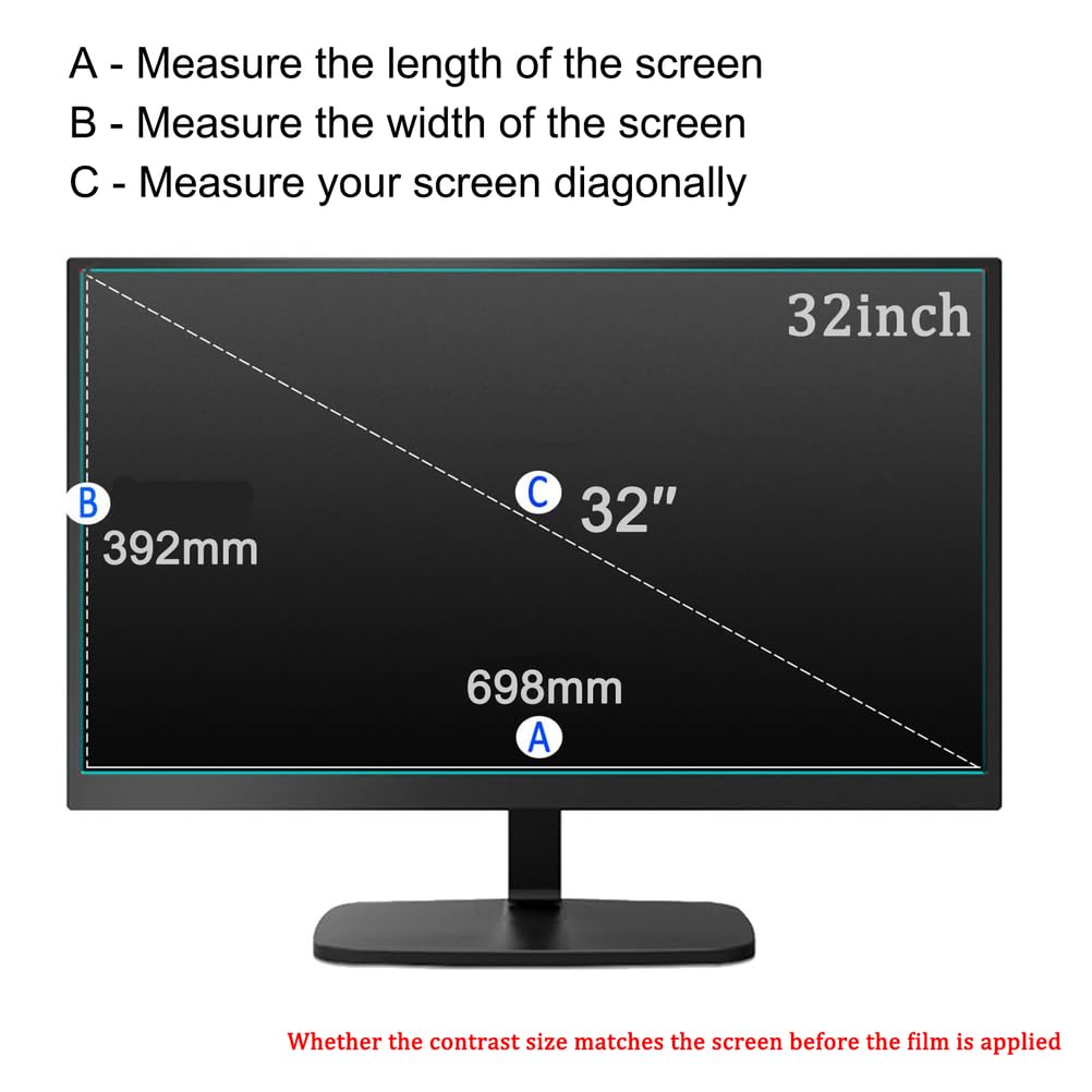 Matte Anti-Glare-Folie für TV 32 Zoll, Augenschutz Anti-Blaulicht-Bildschirmfilter Keine Blase Anti-Kratz-Verletzung, passend für LCD, LED, OLED & QLED
