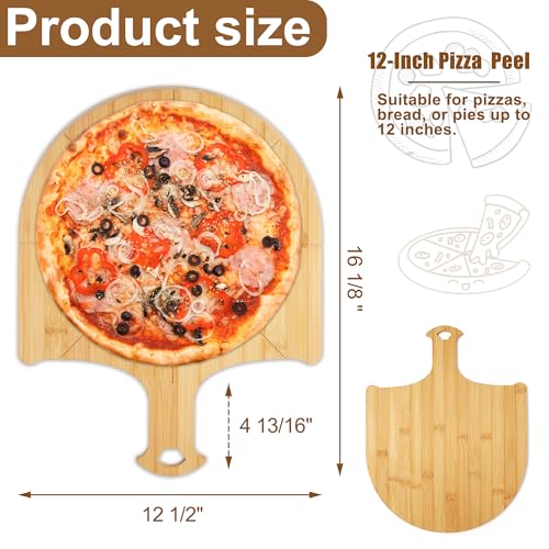 KWYADLUO 2 Piece Bamboo Pizza Peel Set, 12Inch - Nonstick Surface — view 2