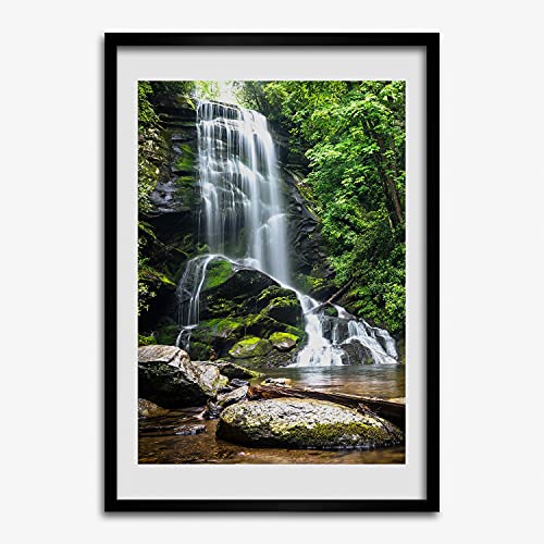 Affiche décoratif moderne de jungle et cascade pour grand salon chaleureux