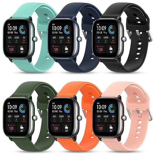 WindRen 6 Piezas 20 mm Correa para Amazfit Bip U Pro/Bip U/Bip S/Bip Lite/Bip 3 Pro, correa de repuesto compatible con Amazfit GTS/GTS 2 Mini/GTS 2/GTS 2e/GTS 3/ GTS 4/GTS 4 Mini