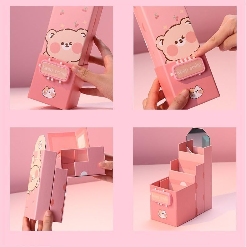 Image of 3D Unicorn Cover Large Capacity Pencil Case Compass with Compartments, School Supply Organizer for Students, Stationery Box, Cosmetic Zip Pouch Bag (1 Unit) (Paper Pencil Case)