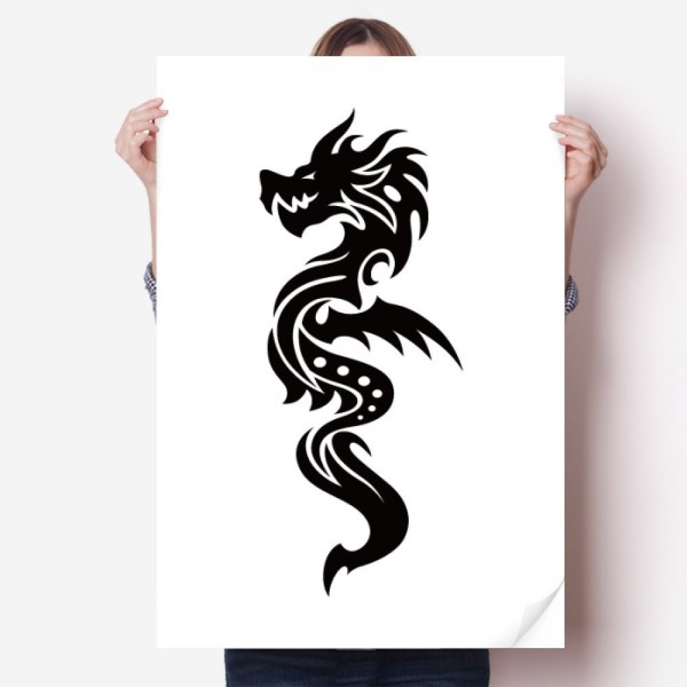 Sticker mural dragon adhesif multicolore 80x55cm poster vinyle chambre