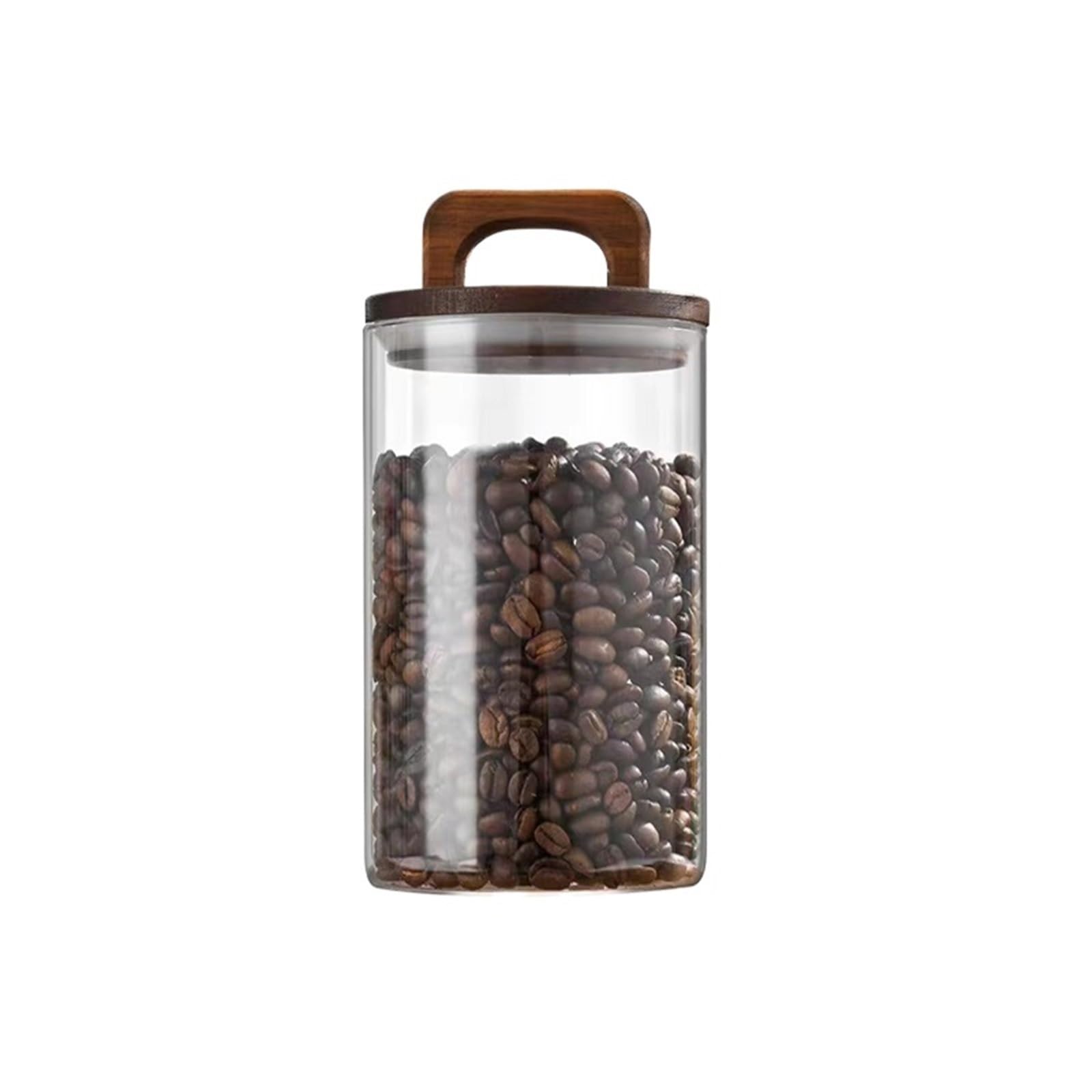 LSNNMU 3pcs Wood Lid Glass Jar Airtight Canister Dried Fruit Coffee Beans Kitchen Storage Bottles Sealed Grounds Candy For Preserving(1250ML)