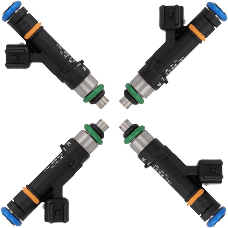 0280158179 Engine Fuel Injectors Set Compatible with 2008-2011 for Ford for Focus 2.0L, 2010-2011 for Ford for Transit Connect 2.0L, 4Pcs 4 Holes