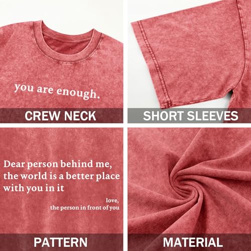 Image of Dear Person Behind Me Shirt You are Enough Tshirts for Men Oversized Inspirational Positive Tees Vintage Graphic Tops