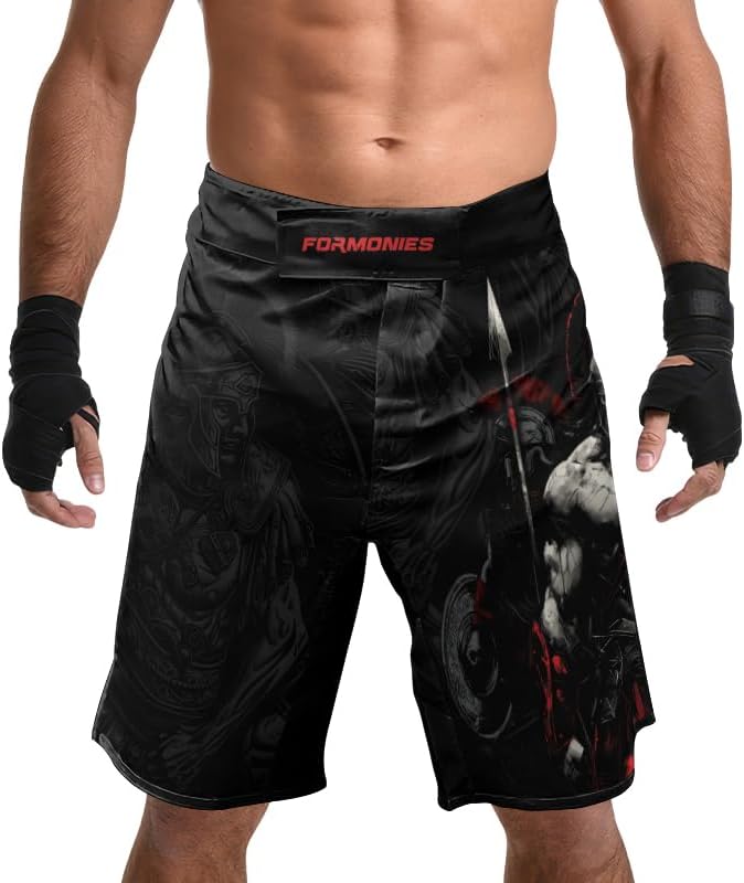 FORMONIES Spartan Men’s Martial Arts Shorts – Breathable BJJ Fight Shorts for Muay Thai MMA and No-Gi Jiu Jitsu