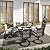 Grand patio 7-Piece Patio Dining Set for 6, Outdoor Dining Set with Swiviel Patio Chairs & 1 Rectangular Woodgrain Dining Table with Umbrella Hole, Black & Grey Plaid