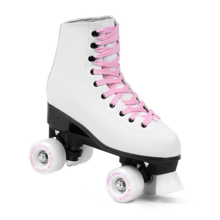 Pattini classici da donna con cuscinetti a sfera ABEC7, colore bianco/rosa, turchese, per ragazze e bambine, taglia 35, 36, 37, 38, 39, 40, 41 (40)