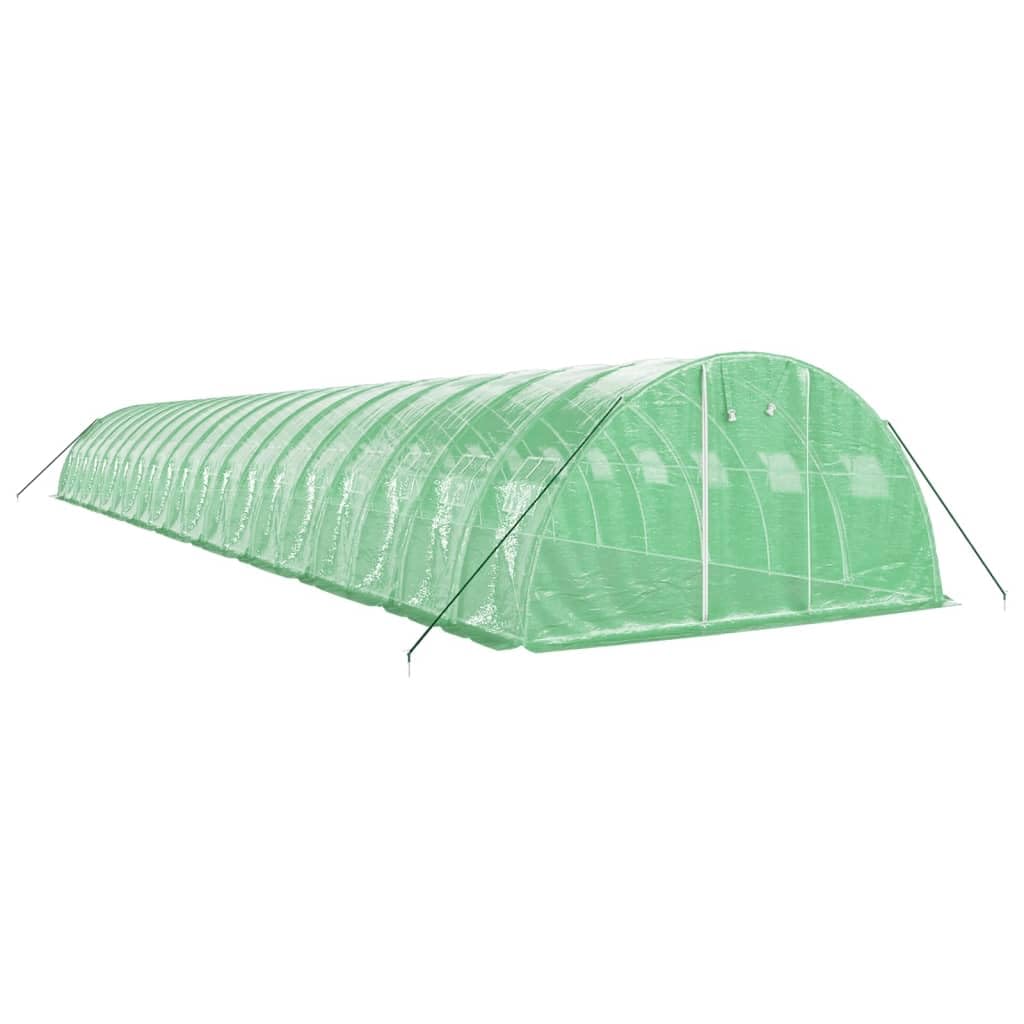 Homgoday Invernadero con Estructura de Acero Verde 80 m² 20x4x2 m, Invernadero Caseta Jardín Terraza Plantas Semilla Cultivo Huerto Verduras Cubierta Casero