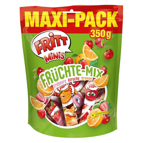 FRITT Früchte-Mix Maxi-Pack 350g Mini-Streifen mit den Sorten Kirsche Erdbeere & Orange zum teilen
