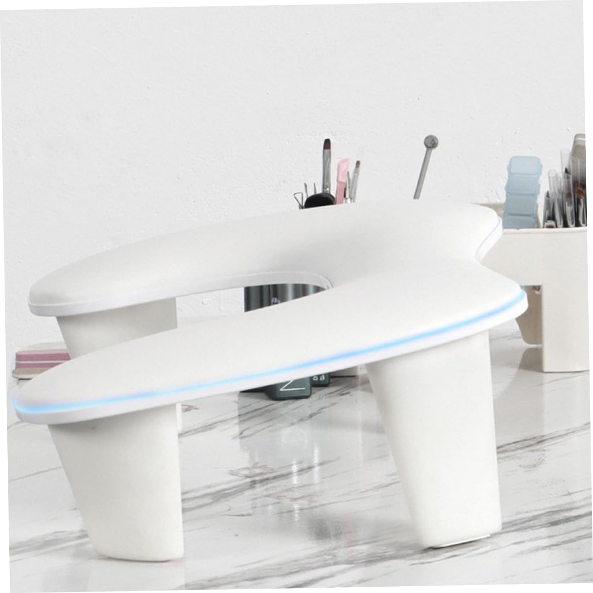 Cuscino Manicure a U per Mano, Supporto Bianco in Pu Plastico | Struttura e Smontabile, Inclinazione Ergonomica, Adatto per Scrittura e Disegno