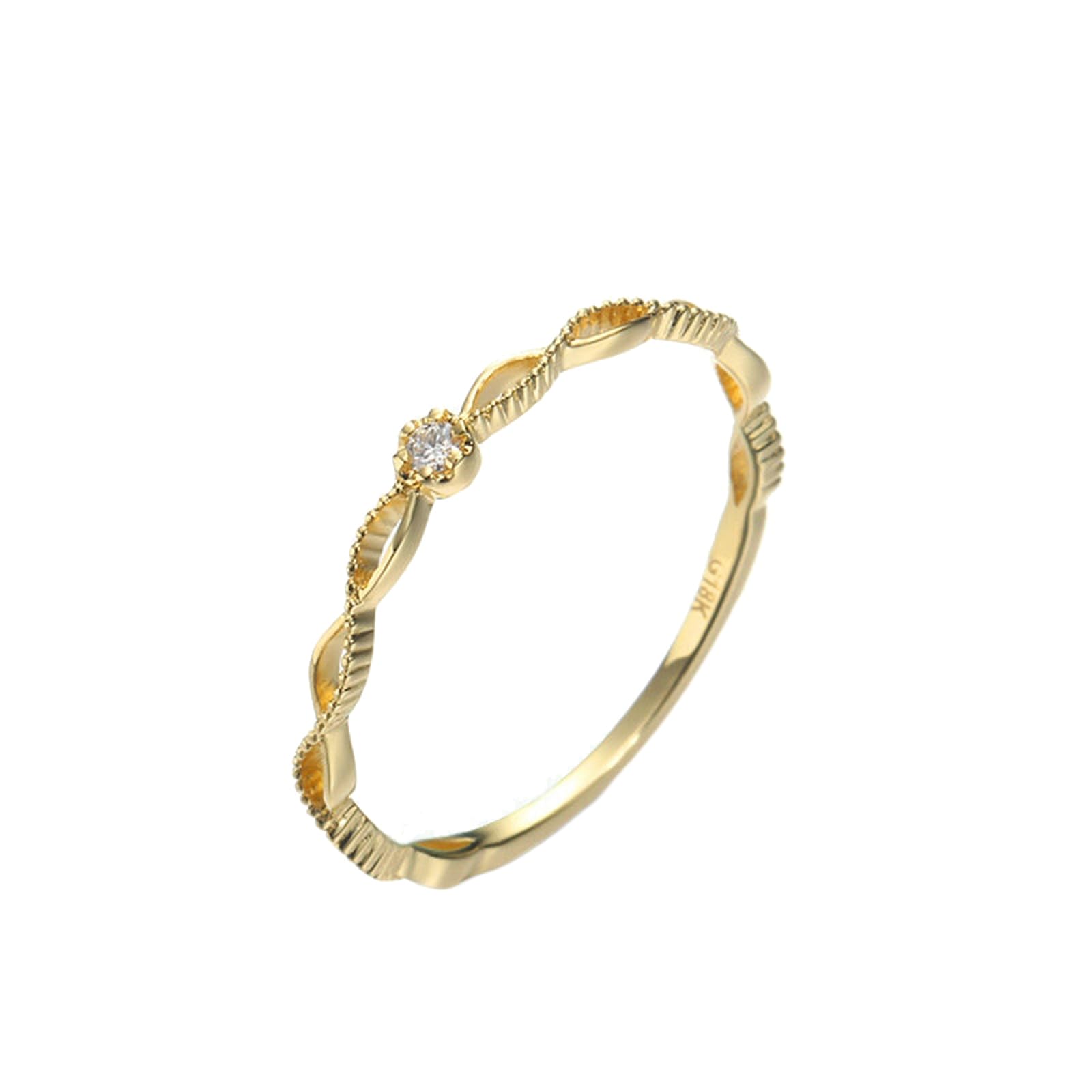 Anillo de oro real para mujer 750, oro amarillo de boda con diamantes, sensible, anillos de compromiso de 18 quilates para mujeres