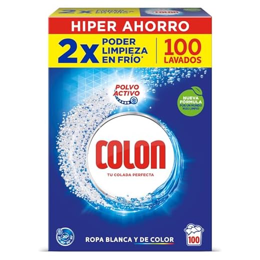 Colon Polvo Activo - Detergente para lavadora, adecuado para ropa blanca y de color, formato polvo - 95 dosis