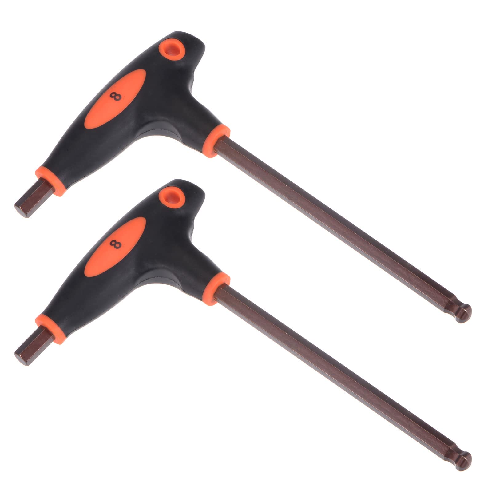 sourcing map 8mm Ball End Hex Key T-Handle Wrench Spanner, Metric S2 Steel 2 Pcs