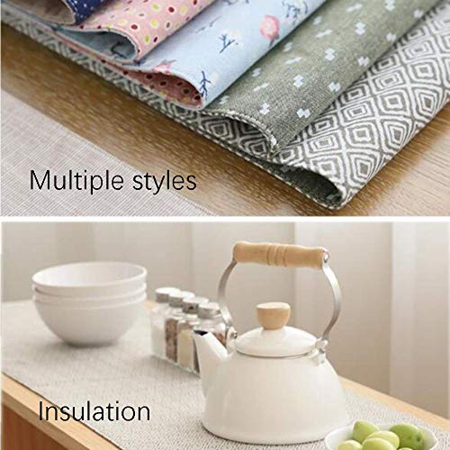 Chemin de table double face anti-rayures en coton et lin lavable - 4