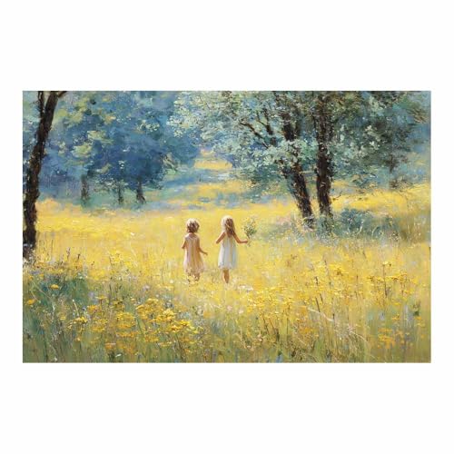 Art rural Les champs impression beaux-arts sur toile minimaliste jaune 50x70cm