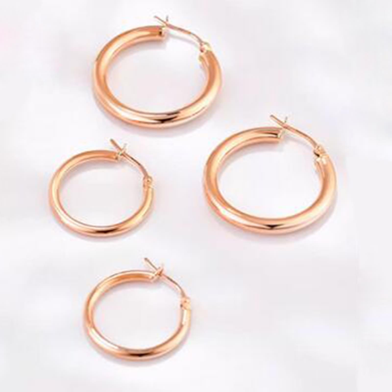 Kolczyki damskie Creole Hoop 9K/14K/18K czerwone złoto, okrągłe kolczyki damskie, prawdziwe złoto, 18/14/9-karatowe złoto