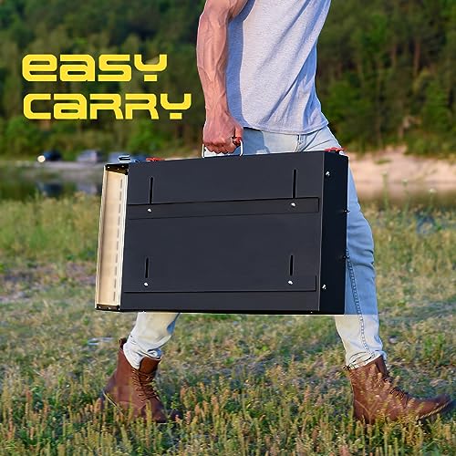 Portable Grill Table with Double-Shelf for Outdoor Prep,Folding Grill Stand Fits Blackstone Griddle 17 Inch 22 Inch, Tabletop Propane Gas Grill Cart, Camping BBQ Cooking, Stainless Steel, Black - Image 6