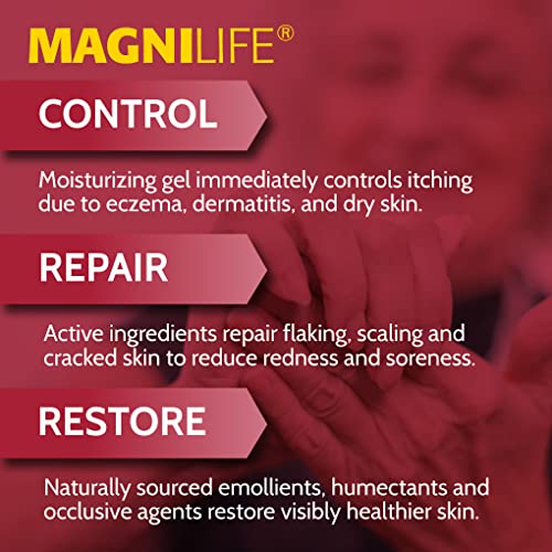 Image of MagniLife Eczema Care+, 2 Oz, Moisturizing Gel for Itchy, Dry Skin, Fast Relief for Dermatitis & Eczema Flare-Ups with Natural Ingredients, Aloe, Calendula & Tea Tree Oil, No Steroid & Parabens