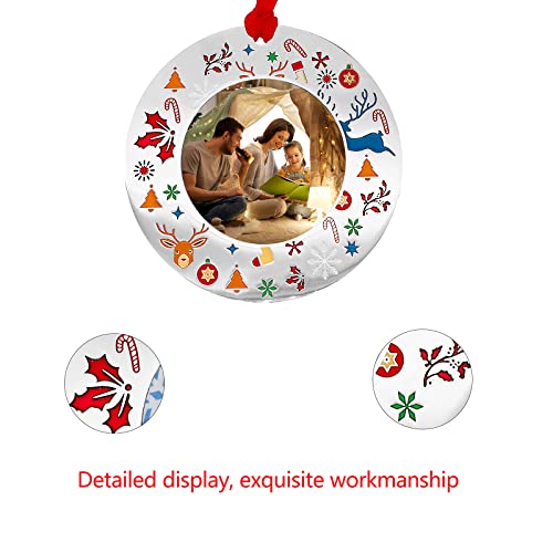 Christmas Tree Ornaments Home Decor Christmas Holiday Keepsake Gift Xmas Gifts Decorations Pendant With Can Insert Photos (Round Gift) #TOP2