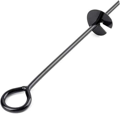 Miniatura 3 de Yesland Paquete de 8 anclajes de tierra negros de 15 pulgadas, estacas reutilizables de acero resistente, 3/8 pulgadas de grosor de diámetro con 25