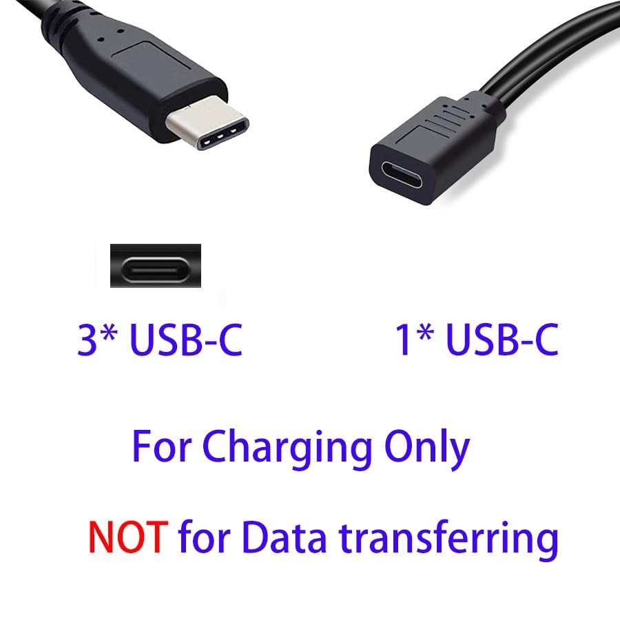 SSSUWP 1-to-3 USB C Splitter Charging Cable, 3-in-1 Type-C Extension Charger Cord 11 inches Charging ONLY (2) - image 2