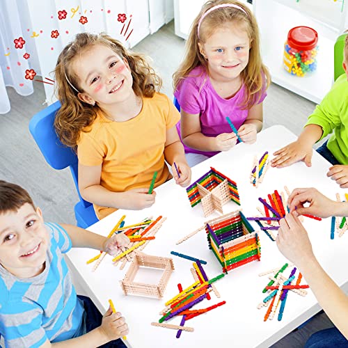 1000 Pcs Colorful Popsicle Sticks- Colored Sawtooth Wood Craft Sticks Natural Jumbo Ice Pop Treat Sticks Bulk For Diy Craft Project, Classroom Creative Designs (4.5 Inch) #TOP6