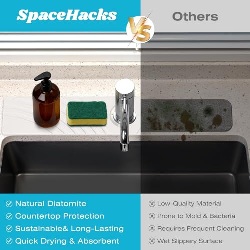 Tapis de robinet en pierre SpaceHacks absorbant évier cuisine diatomée - 7