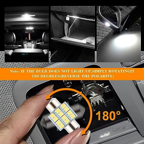 iFunyLED 24 Pieces Dome Light LED Car Interior Bulb Kit Set 194 T10 DE3175 578 31mm 42mm Bulbs Interior Replacement Lights for Car Map License Plate Door Side Marker Cornering Trunk Light - White — view 3