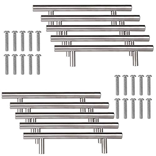 Vegena 10 tiradores para muebles, de acero inoxidable, para cocina, armarios o cajones, distancia entre ejes: 96 mm, para armarios, puertas de armario