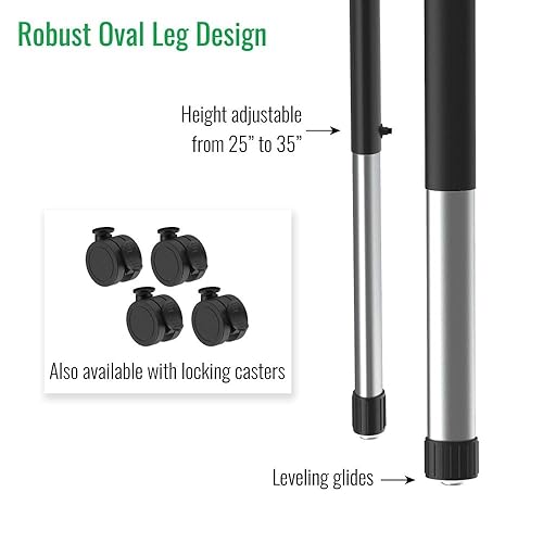 Miniatura 5 de Correll 34"x20" Collaborative Desk, Height Adjustable (25"-35) Rectangular White Dry EraseMarkerboard HPL Top, Green Edge Band, Castors, Modern