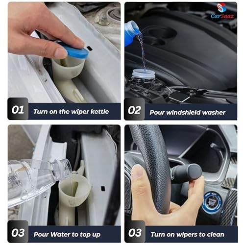 Image of CAR SAAZ Windshield Washer Fluid Concentrate (1L) | Ultimate Visibility & Protection | Works As All-Season Windscreen Washer, Glass Cleaner | Removes Dirt, Grime & Bugs | Car Windshield Cleaner
