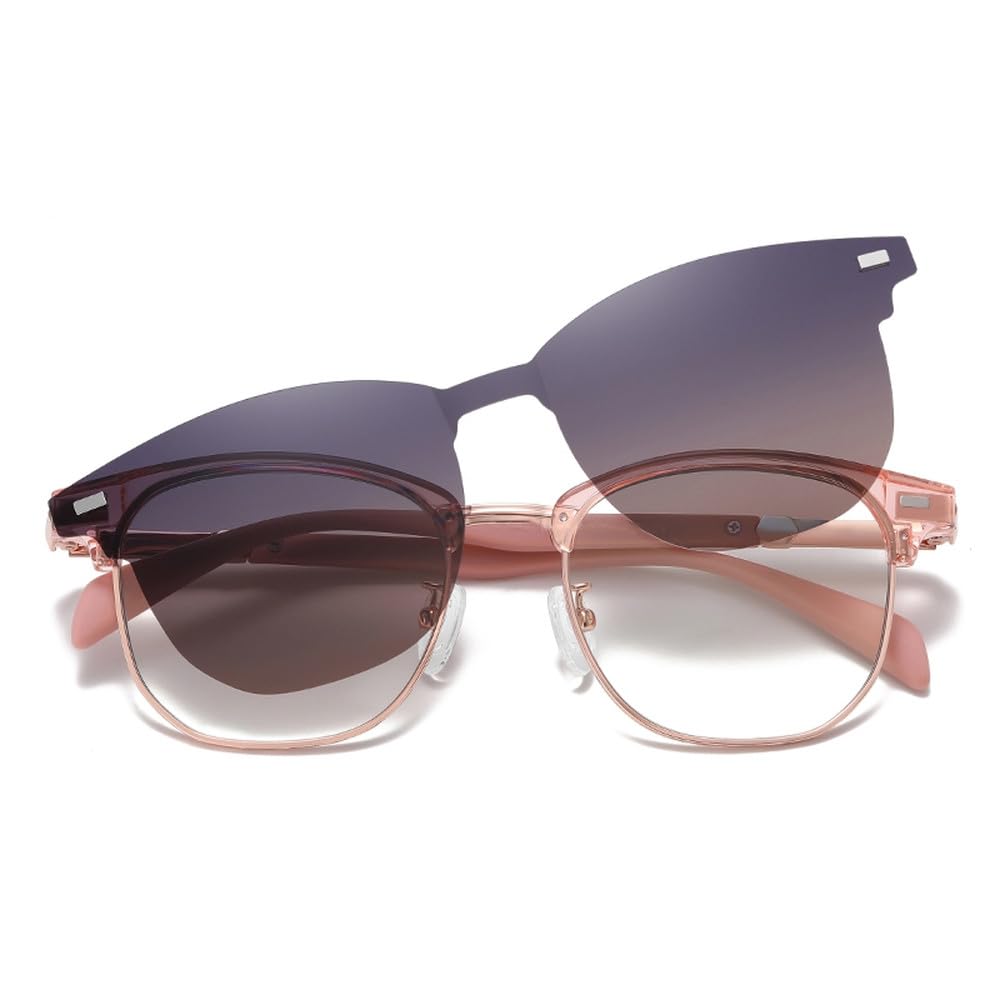 Halbmetall-Clip auf polarisierten Sonnenbrillen für Männer, halbrandlose magnetische quadratische Sonnenbrille für Frauen männlich braun grün