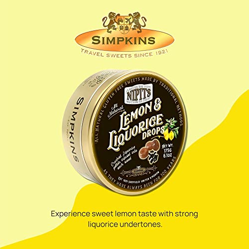 Simpkins Nipits Lemon And Liqourice Drops - Lemon And Licorice Candy, Dairy Free, Nut Free & Gluten Free Drops, Vegetarian Drops - A Mouth Watering Infusion Of Lemon And Licorice - 6.17 Oz #TOP2