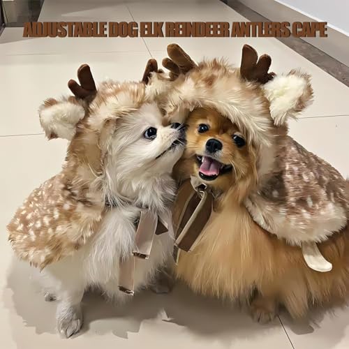 Fantasia de cachorro roupas de Natal para animais de estimação, capa ajustável para chifres de rena