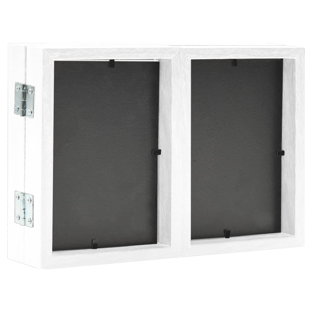 Dreifach-Bilderrahmen Collage Weiß mit Klappfunktion 28x18 cm großer Rahmen und 2x 13x18 cm kleine Rahmen MDF PS Material für Wohnzimmer Schlafzimmer Büro Dekoration und Geschenk
