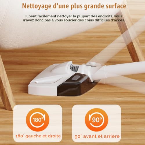 Anluomafuy Aspirateur avec Fonction d'essuyage, Aspirateur Balai sans Fil Puissant, Aspirateur Eau et Poussière sans Fil pour Sols Durs, Idéal pour Sols Durs, Tapis et Poils d'animaux – vue 5