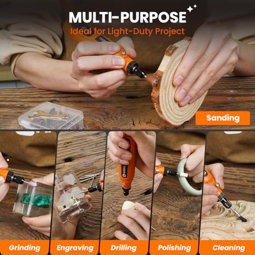 Image of HARDELL Mini Cordless Rotary Tool 4V, 5-Speed Rotary Tool Kit with 42 Accessories, Rechargeable Power Rotary Tool for Engraving, Sanding, Polishing, Drilling, Grinding, Small DIY Crafts