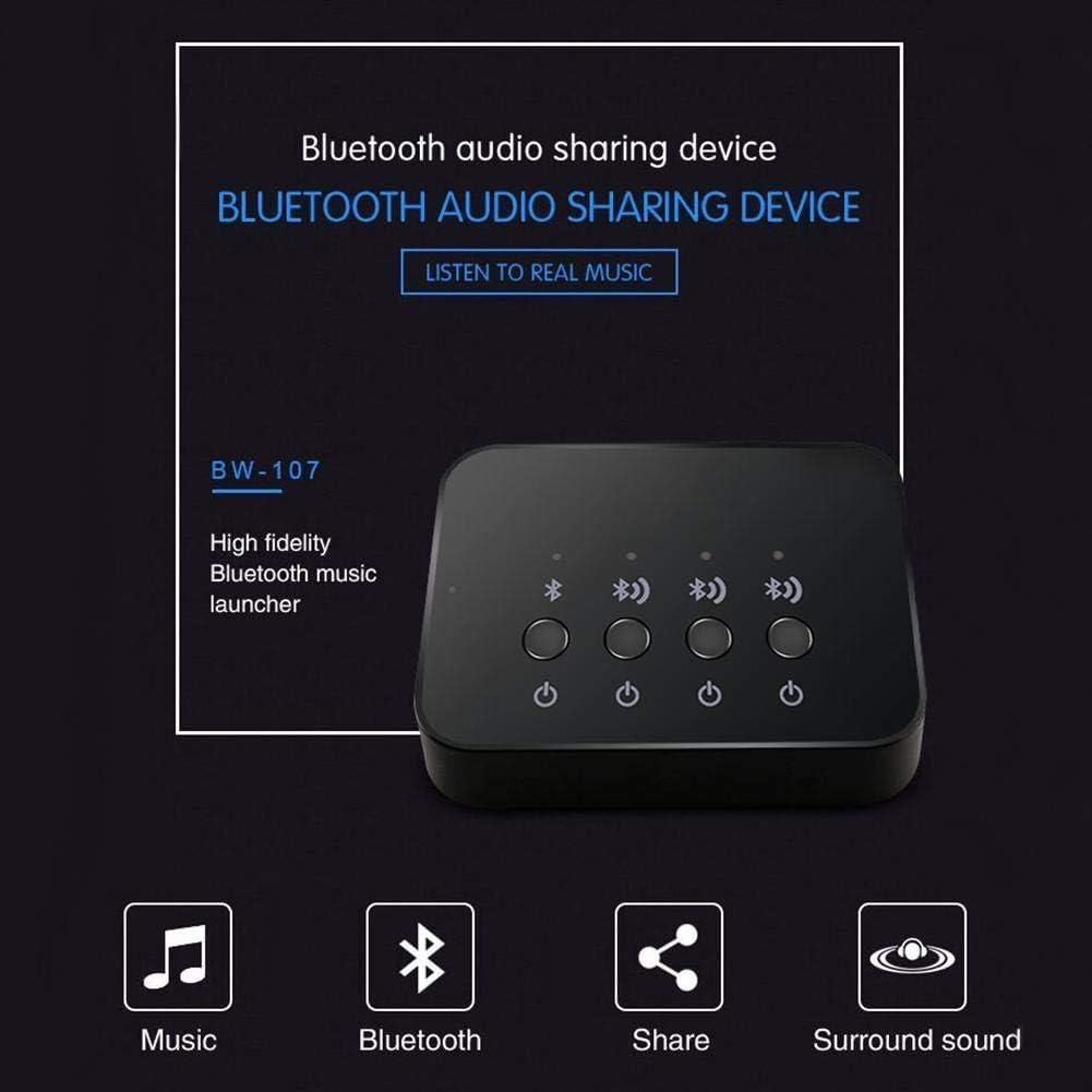 BW-107 Dispositivo de Intercambio de Audio Bluetooth 1 a 3, estéreo inalámbrico con Cable de 3,5 mm 2 Modos de conexión Música Adaptador de Audio Bluetooth 4.0 para el hogar