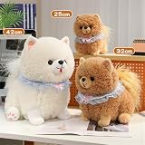 champracer Soft Pomeranian Hund Kuscheltier, süßes weiches Plüsch-Spielzeug,realistisches Pommern Plüsch schönes Tier niedliche und weiche Geschenke Hund,für gemütliches Spielen (25Cm,White)