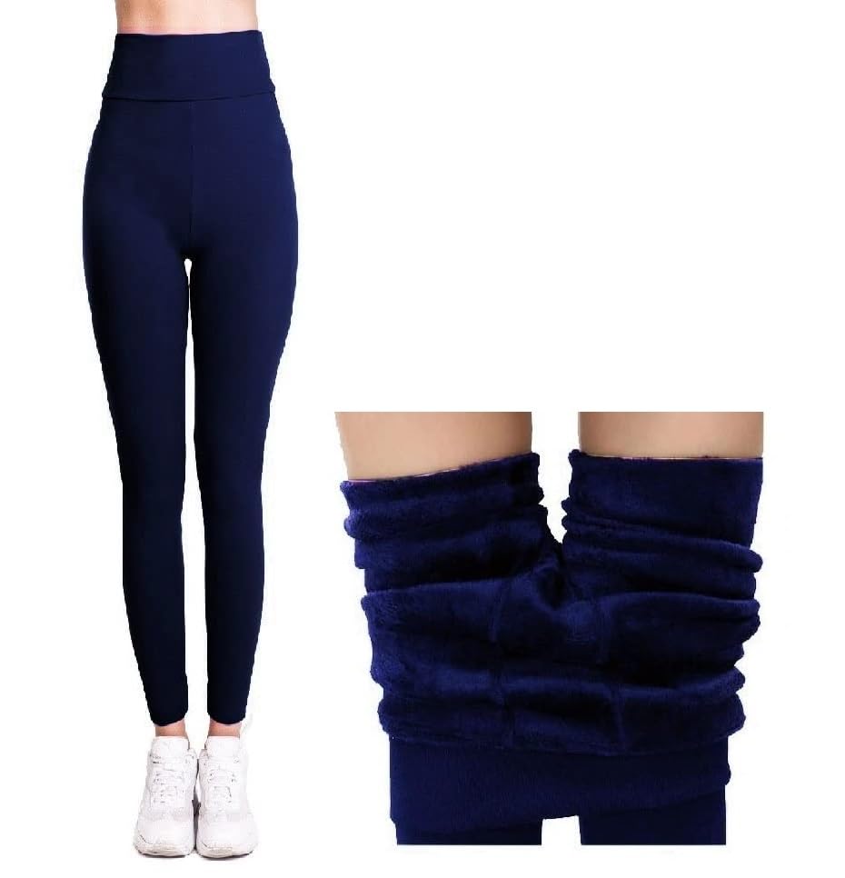 alexvyan Blue Fleece Ankle Lenght Legging with Extra Comfort & More Thickness Slim Fit [26 to 34] Warm Women Thick Fur Lined Warm Winter Thermal Soft Leggings for Women Girls Ladies-picture-47